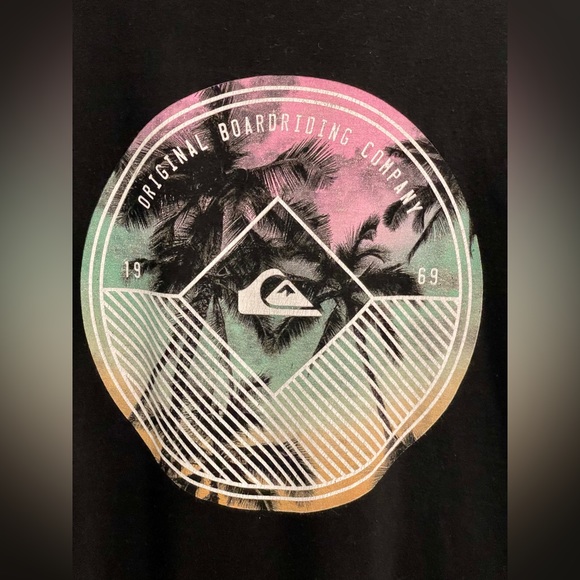 QUIKSILVER Men's Gradient Palm Tree T- Shirt- Size Large - Picture 2 of 4